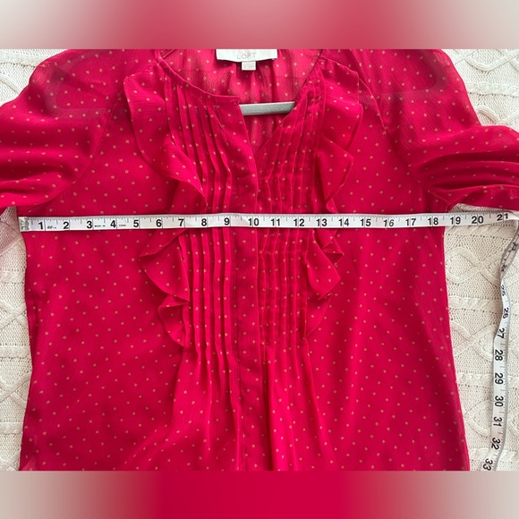 LOFT Raspberry Pink Long Sleeve Ruffle Blouse Women’s Size Small - Picture 14 of 16